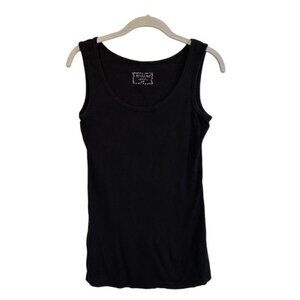 Motherhood Maternity Ribbed Scoop Neck Tank Top in Black - Size Small